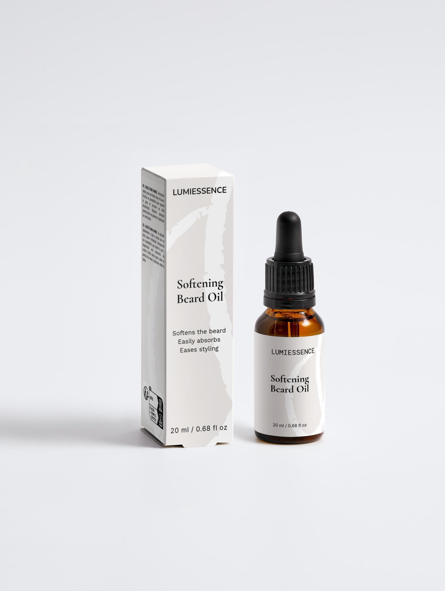 Softening Beard Oil with Hemp Seed Oil and 1% Cannabidiol in a sleek glass bottle.