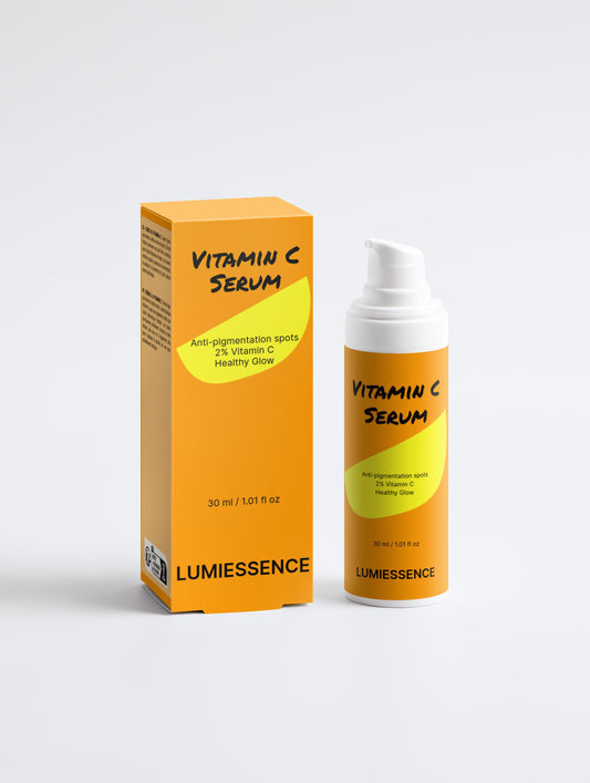 Bottle of Vitamin C Serum with bright, energizing packaging