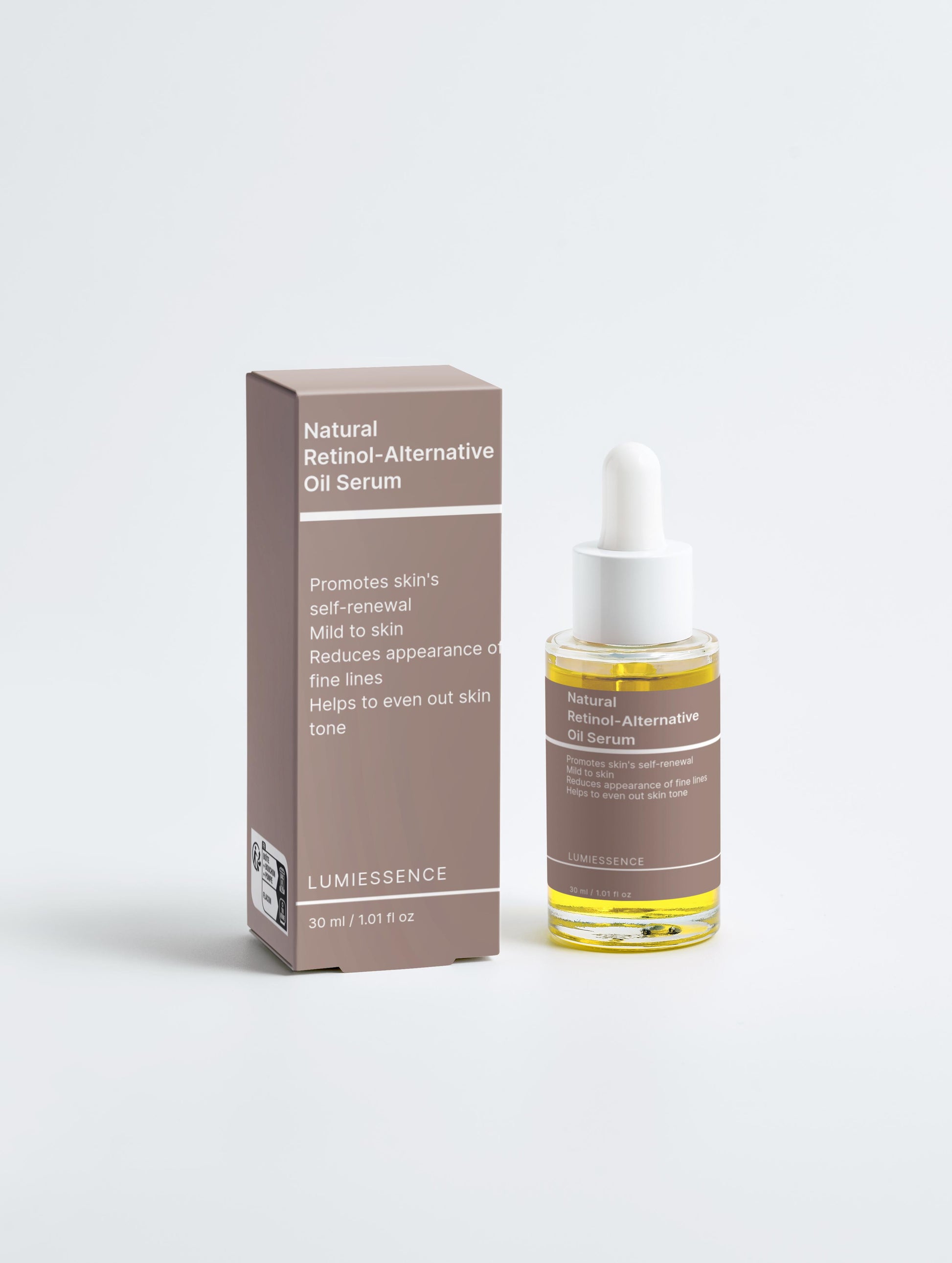 Close-up of oil serum texture with a rich, velvety finish.