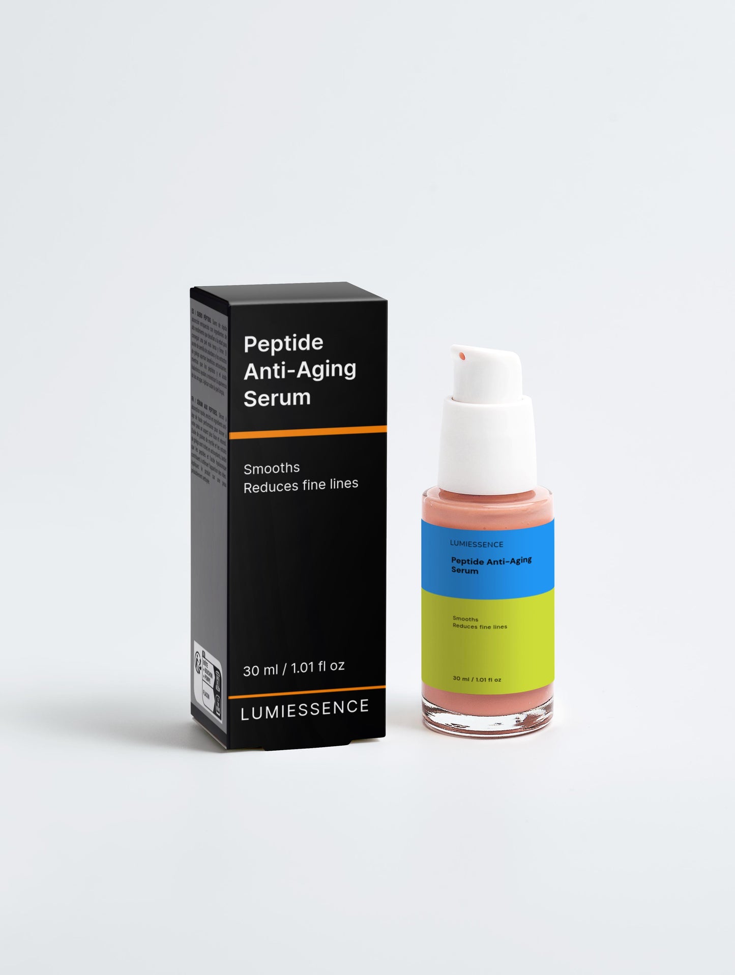 Peptide Anti-Aging Serum in an elegant glass dropper bottle.