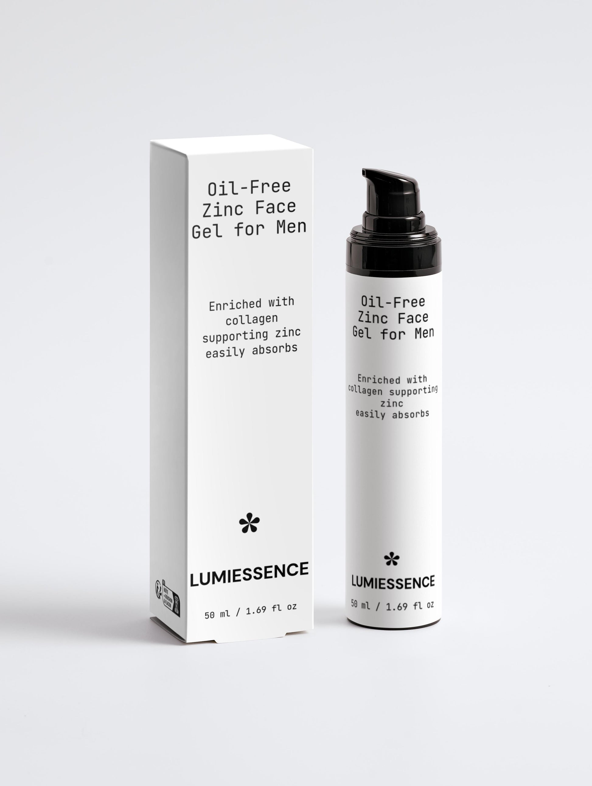 Oil-Free Zinc Face Gel for men in sleek, minimalist packaging.